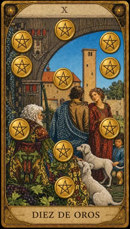 Carta del tarot Diez de Oros