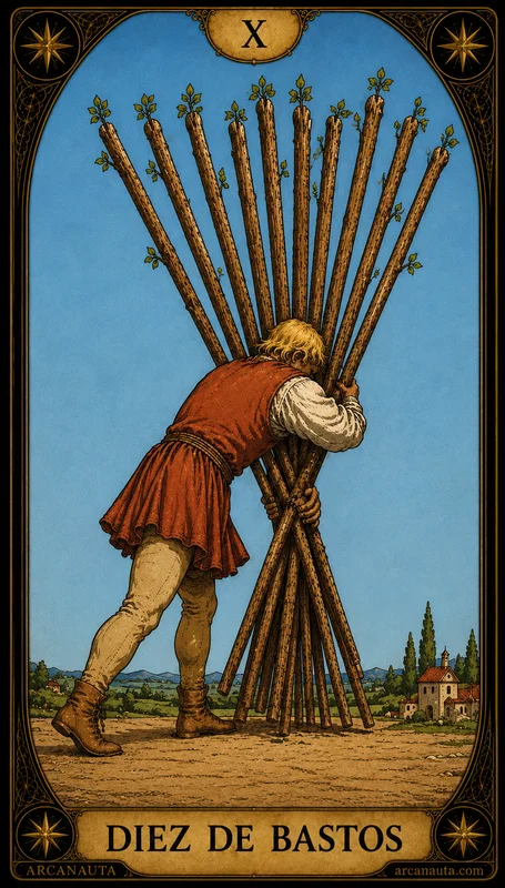 Carta del tarot Diez de Bastos