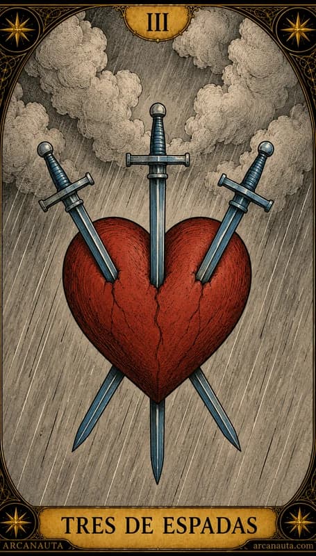 Carta del tarot Tres de Espadas