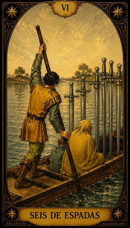 Carta del tarot Seis de Espadas