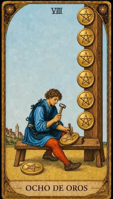 Carta del tarot Ocho de Oros